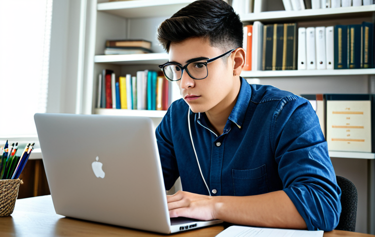 Study Session**
A young adult, fully clothed in casual attire, diligently studying an ASE study guide at a well-lit desk. The desk is covered with textbooks, notes, and a laptop displaying an online practice test. Background: A clean, organized home study environment with bookshelves. Focus on perfect anatomy, correct proportions, and a natural pose. Safe for work, appropriate content, fully clothed, professional study environment. Quality tags: High resolution, detailed textures, realistic lighting.
**