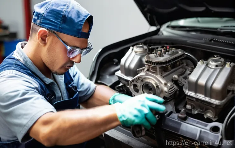 자동차정비 실기시험 예상 문제와 풀이 - **Prompt:** A focused and competent automotive technician, wearing a clean, dark blue mechanic's uni... 자동차정비 실기시험 예상 문제와 풀이 - **Prompt:** A focused and competent automotive technician, wearing a clean, dark blue mechanic's uni...